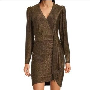 Alex Marie Shimmering Brown Long Sleeve Dress
